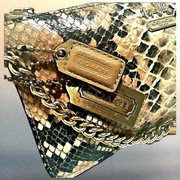 Coach Snake Print Clutch in Tan and Black - Picture 2 of 6